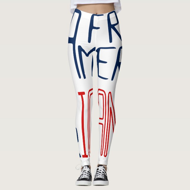 Red White Blue Black Women African American Leggings (Front)
