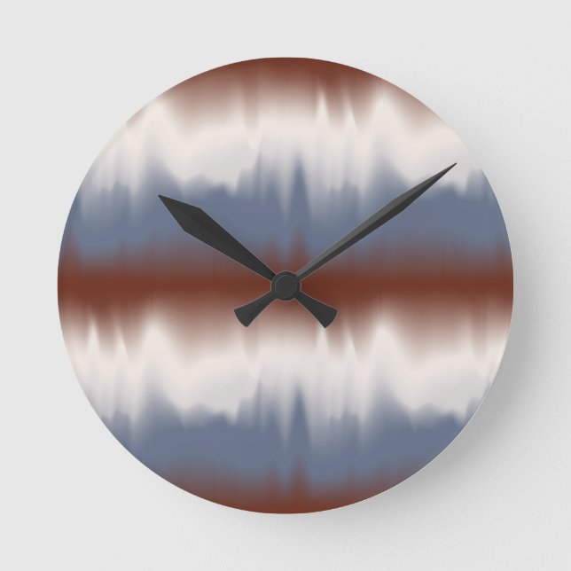 Red, White, & Blue Blended Modern Design Round Clock (Front)
