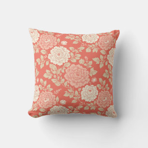 Red White Blue Block Print Stripes Throw Pillow