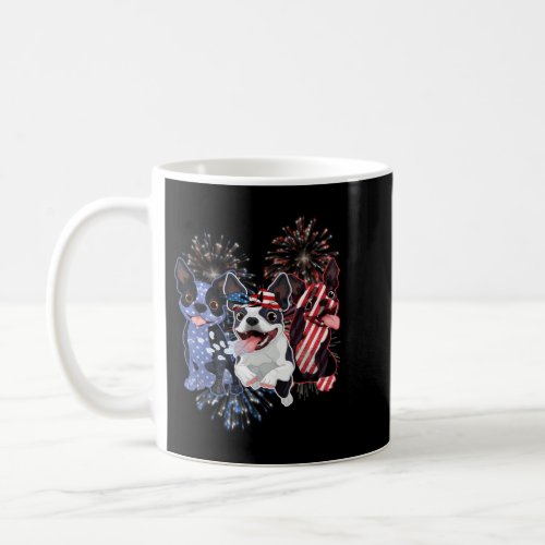 Red White Blue Boston Terrier USA Flag 4th Of July Coffee Mug