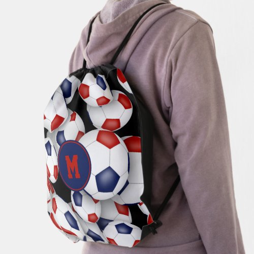 red white blue boys girls team colors soccer drawstring bag