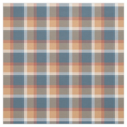 Red White Blue Brown Retro Tartan Plaid Pattern Fabric