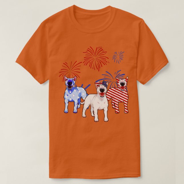 Red White Blue Bull Terrier American Flag 4th Of J T-Shirt (Design Front)