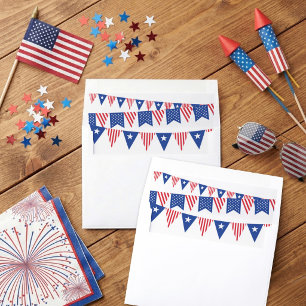 Red, White & Blue Bunting Flags 4th Of July Envelope Liner