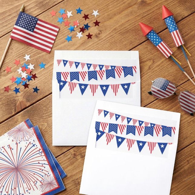 Red, White & Blue Bunting Flags 4th Of July Envelope Liner (Creator Uploaded)
