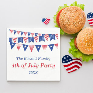 Red, White & Blue Bunting Flags 4th Of July Party Napkins