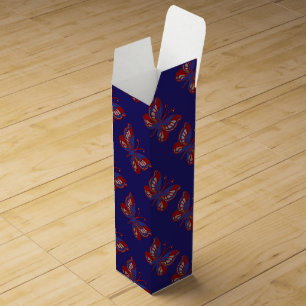 Red White Blue Butterfly-Blue Wine Gift Box