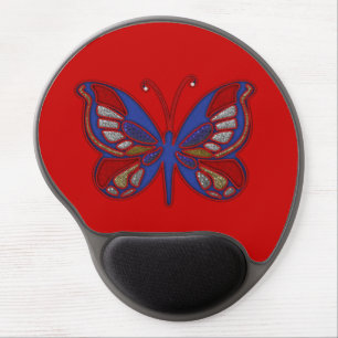 Red White Blue Butterfly-Red Gel Mouse Pad