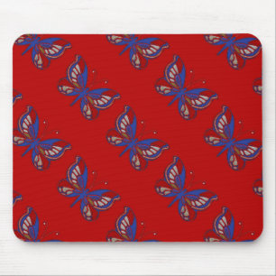 Red White Blue Butterfly-Red Mousepad
