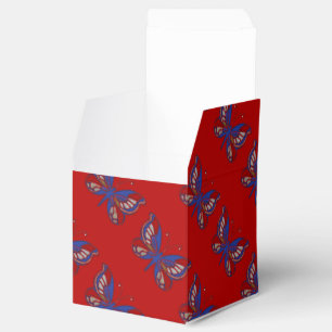 Red White Blue Butterfly-Red Square Favor Box