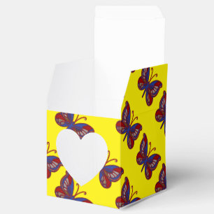 Red White Blue Butterfly-Yellow Sq Heart Favor Box