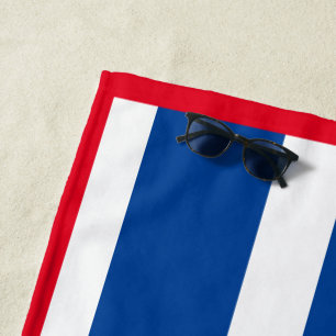 Red White Blue Cabana Stripe Beach Towel