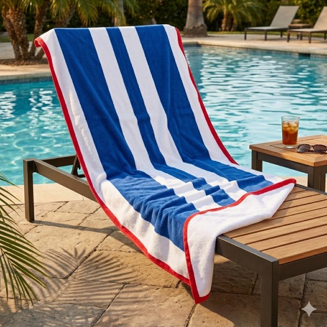Red White Blue Cabana Stripe  Beach Towel (Creator Uploaded)