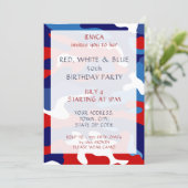 Red White Blue Camo Birthday Party Invitation (Standing Front)