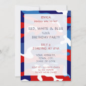 Red White Blue Camo Birthday Party Invitation (Front)
