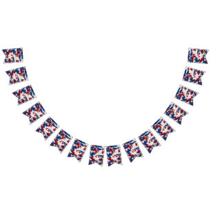 Red, White & Blue Camo July 4th Glitter Bunting Flags