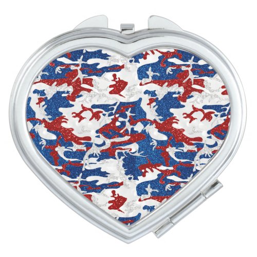 Red White  Blue Camo July 4th Glitter Compact Mirror