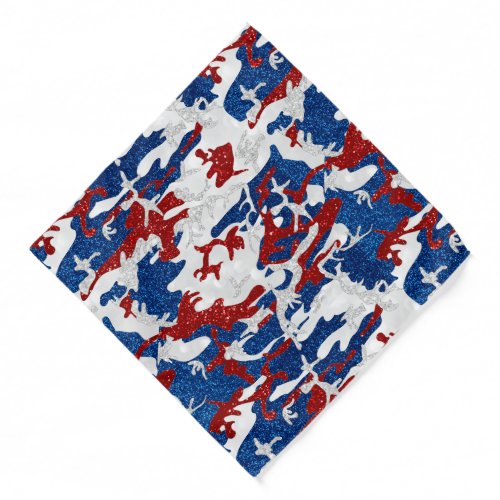 Red White  Blue Camo July 4th Glitter Pet Bandana