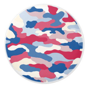 Red White & Blue Camouflage (2) Ceramic Knob