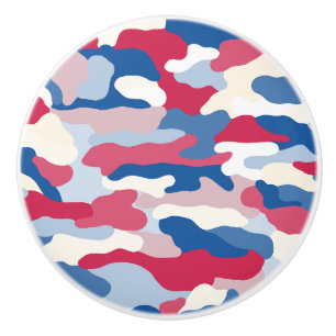 Red White & Blue Camouflage (3) Ceramic Knob
