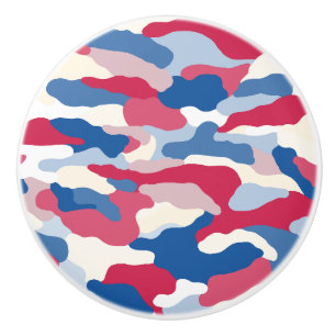 Red White & Blue Camouflage (4) Ceramic Knob