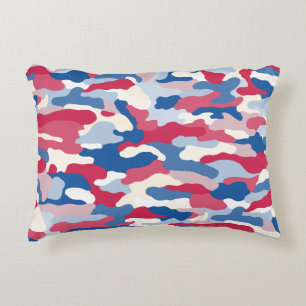 Red White & Blue Camouflage Accent Pillow