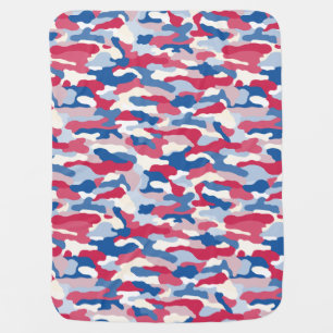 Red White & Blue Camouflage Baby Blanket