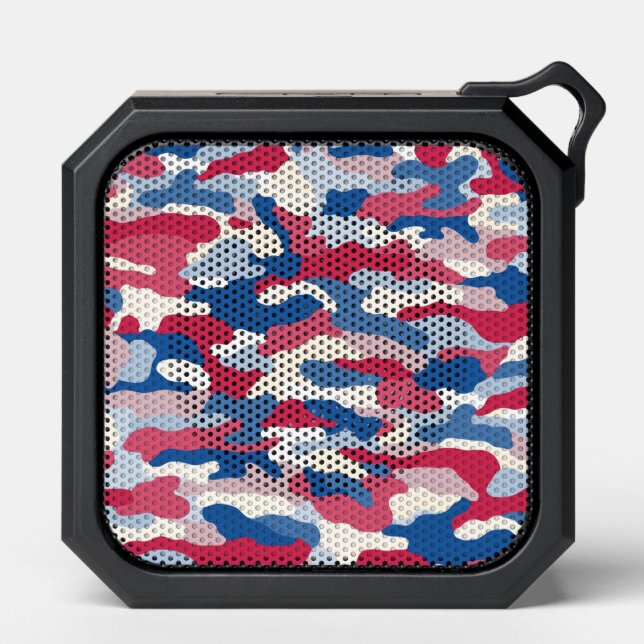 Red White & Blue Camouflage Bluetooth Speaker (Front)