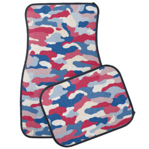 Red White & Blue Camouflage Car Floor Mat