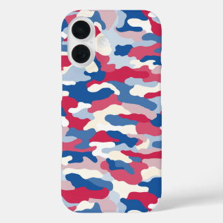 Red White & Blue Camouflage iPhone 16 Case