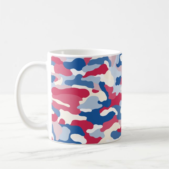 Red White & Blue Camouflage Coffee Mug (Left)