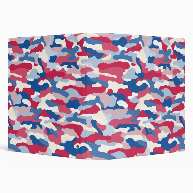 Red White & Blue Camouflage Customizable 3 Ring Binder (Background)