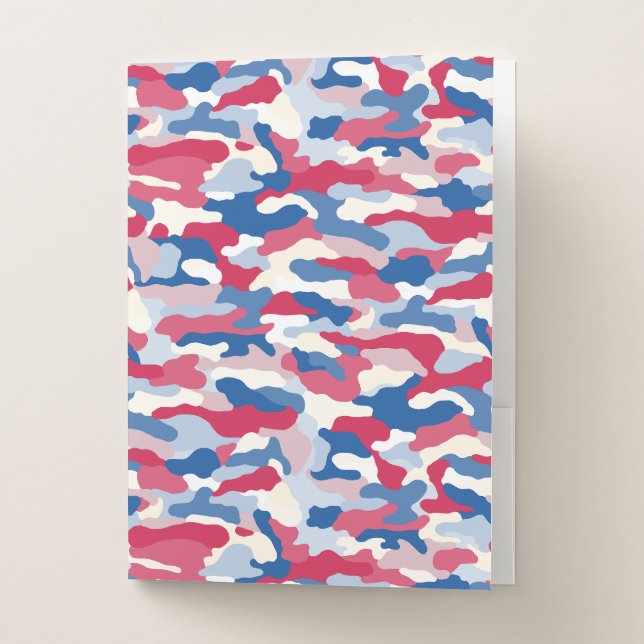 Red White & Blue Camouflage Customizable Pocket Folder (Front)