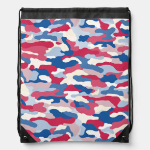 Red White & Blue Camouflage Drawstring Bag
