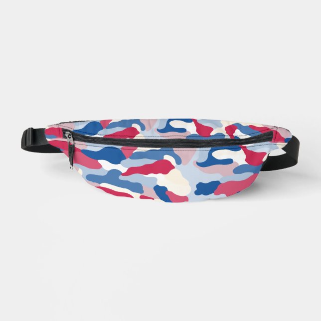 Red White & Blue Camouflage  Fanny Pack (Front)