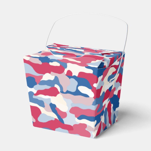 Red White & Blue Camouflage Favor Boxes (Front Side)