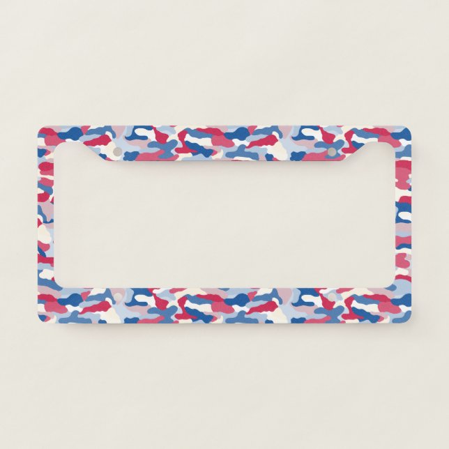 Red White & Blue Camouflage License Plate Frame (Front)