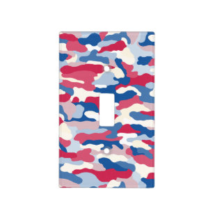 Red White & Blue Camouflage Light Switch Cover