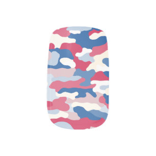 Red White & Blue Camouflage Minx Nail Art