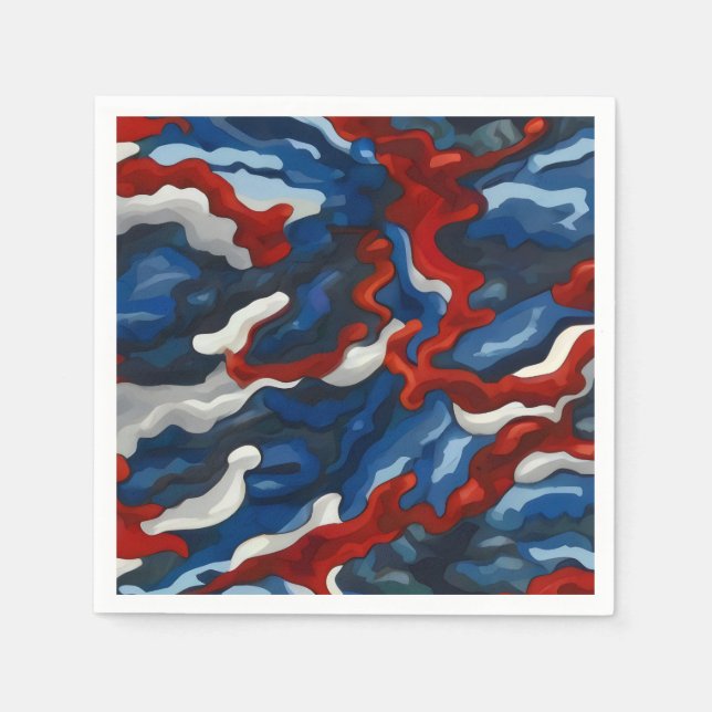 red white blue camouflage napkins (Front)