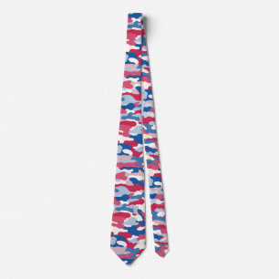 Red White & Blue Camouflage Neck Tie