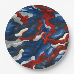 red white blue camouflage paper plates