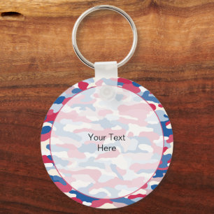 Red White & Blue Camouflage Rugged Aluminum Keychain