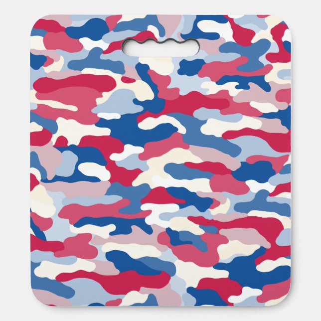 Red White & Blue Camouflage Seat Cushion (Front Vertical)