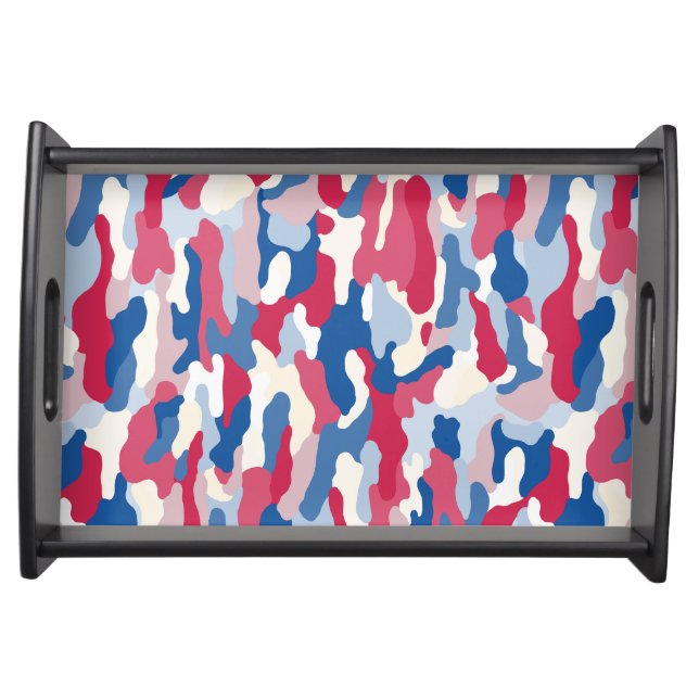 Red White & Blue Camouflage Serving Tray (Front)