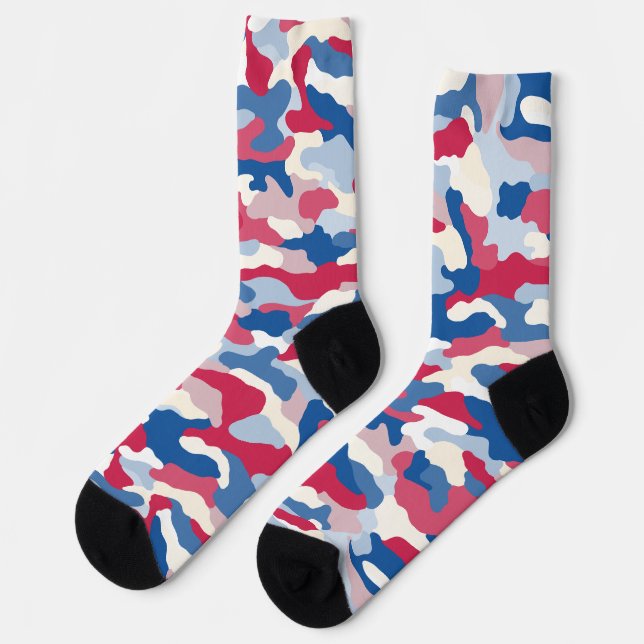 Red White & Blue Camouflage Socks (Left)