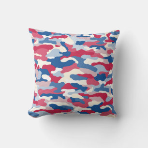 Red White & Blue Camouflage Throw Pillow