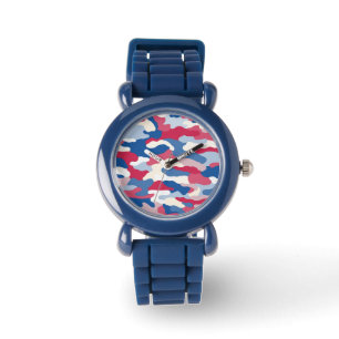 Red White & Blue Camouflage Watch