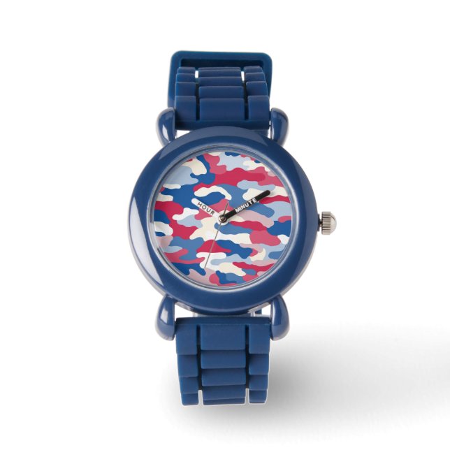Red White & Blue Camouflage Watch (Front)