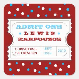 Red White Blue Carnival Admit One Favor Sticker